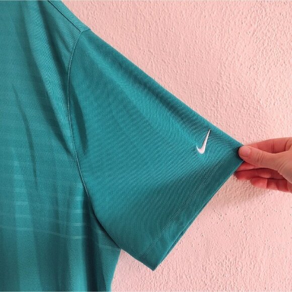 Nike Dri Fit Golf Polo Standard Fit Mens XXL Jungle Green Striped Pattern Front - Picture 5 of 6